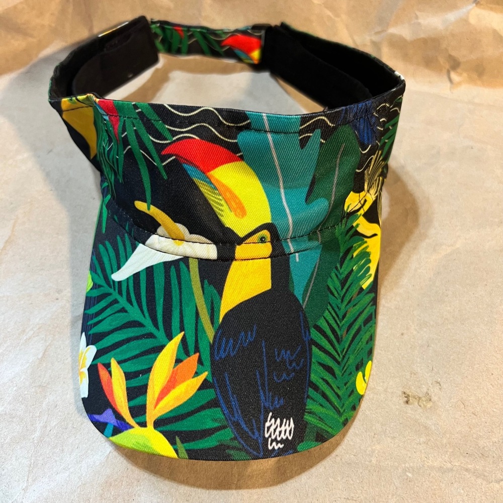 NWOT Tropical Toucan Print Sun Visor Multicolor‎ Jungle Beach Hat